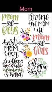 Mom Waterslide Sheet - Digital File OR Full Printed Sheet